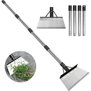 Multifunctional Garden Cleaning Shovel, Heavy Duty Steel Flat Shovel with 59" Adjustable Handle, Snow Ice Scraper, Outdoor Spade Tool for Weeding, Lawn Edging, Digging, Ice Removal
