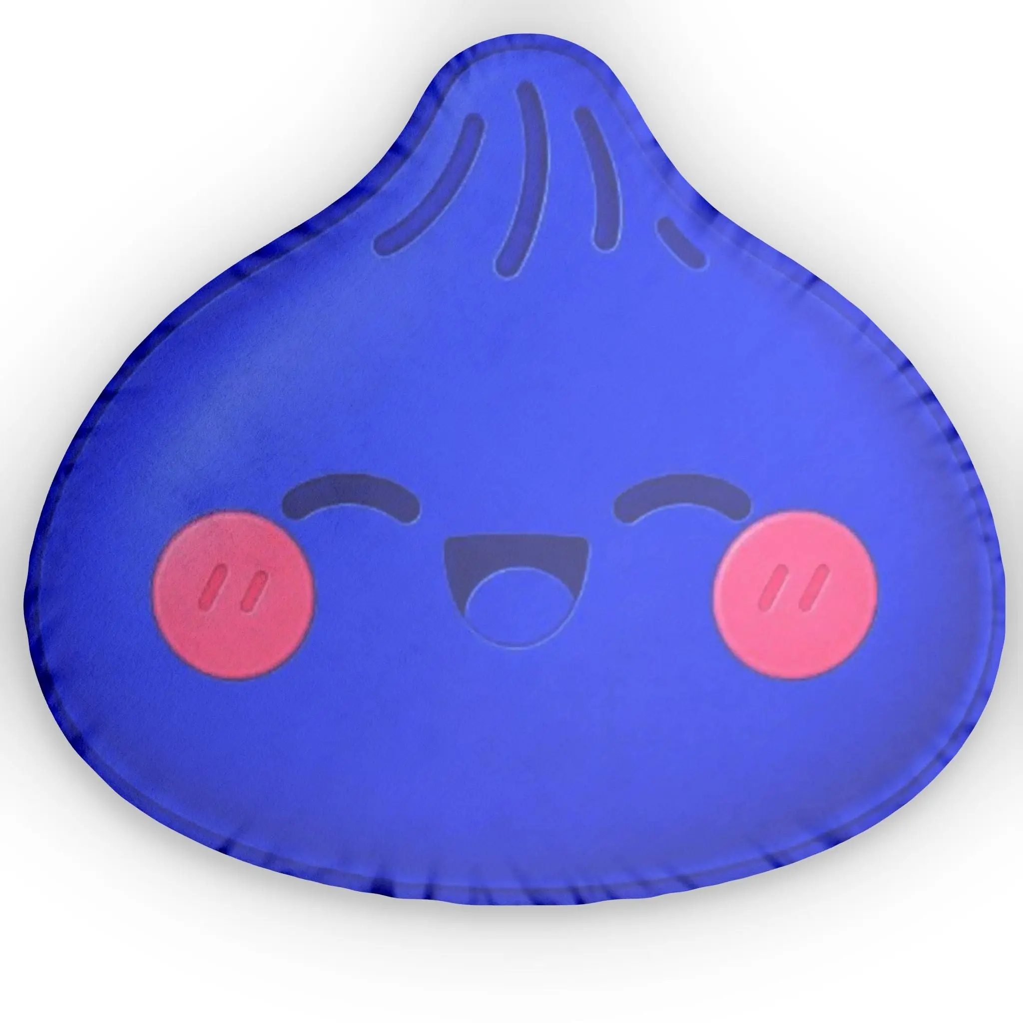 Kawaii Blue Blob Shaped Pillow — Cute Smiling Face Decorative Cushion