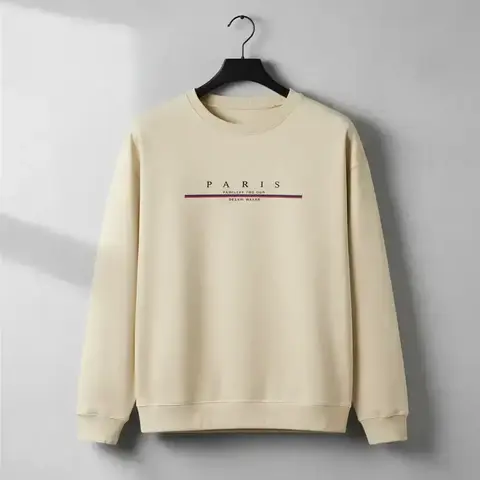 Men's Solid Color & Letter Print Drop Shoulder Casual Fashion Sweatshirt, Regular Fit Casual Soft Comfy Long Sleeve Round Neck Pullover for Fall & Winter, Men's Clothes for Daily Wear, Casual Fitted Sweatshirt, Cozy Sweatshirts