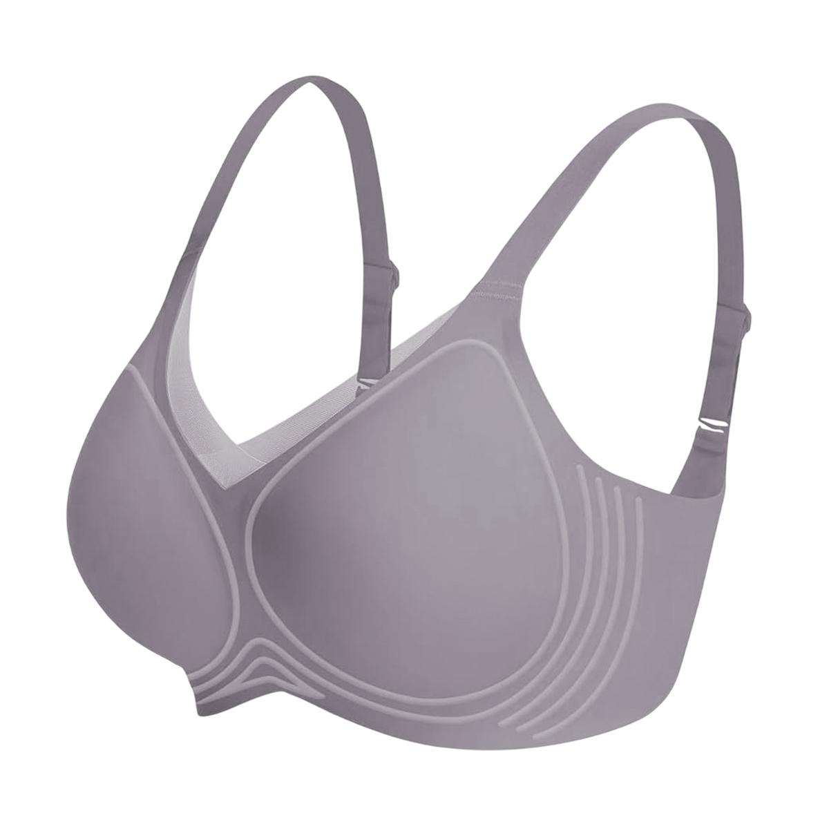 KatchMe Women's Elegant Solid Color Wide Strap Seamless Push-Up Wirefree Bra, Non-Wired 3/4Coverage Breathable Underwear, Smoothing Bralette