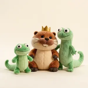Quirky Bouncy Green Lizard And Beaver Plush
