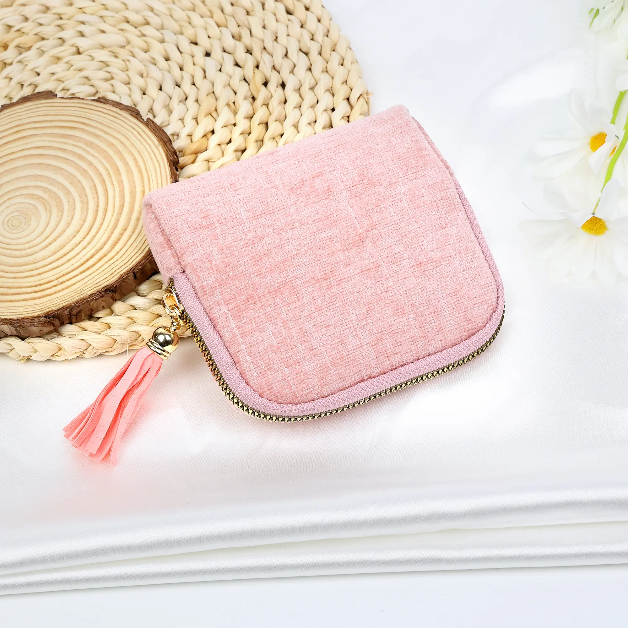 Soft Corduroy Tassel Jewelry Pouch - High-Quality Home Organizer with Internal Dividers, Smooth Zipper Closure, Soft Lining, Lightweight Carry for Tangles/Scratches Prevention, Daily Use or Travel (Bangles, Bracelets)