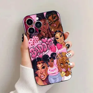 Trendy Pastel Cartoon Character Phone Case, Compatible with Iphone Models 11, 12, 13 ,14, 15, 16, 17, Plus, ProMax,Air.