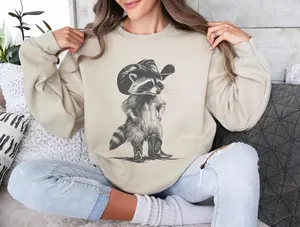Western Raccoon Sweatshirt, Vintage Cowboy Racoon Shirt, Cute Country Raccoon Sweater