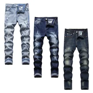 JUNBAOSS Men's 1-3 Pack Slim Fit Stretch Jeans Colored Skinny Jeans for Men, Distressed Straight Leg Casual Fashion Comfort Flex Waist Denim Pants, Menswear Classic Street Style Cotton Fabric Jean Natural Hipster Personalized Stylish Streetwear Jeans Spri