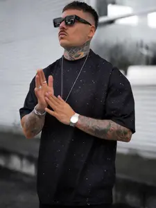 Men's Versatile Glitter Sequins T-Shirt, Lightweight Breathable Mesh Short Sleeve, Casual Streetwear, Party, Outdoor Activities, Daily Wear