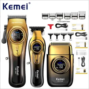 Kemei Rechargeable Electric Hair Clipper Set Km-1691 Km-1677 Km-T228, Professional Trimmer & Shaver for Men, Cordless Hair Cutting Machine, Cordless Hair Clippers, Hair Cutting Kits, High Quality Trimmer, Facial