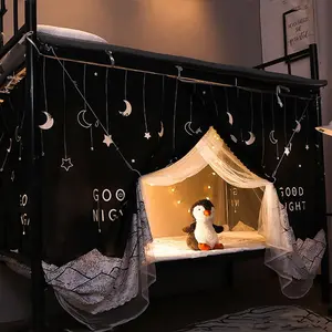 Students Dormitory Bunk Bed Curtains Dustproof Privacy Curtains Breathable Shading Nets Bedding Drapes Bed Tent Canopy Blackout Cloth Curtain Single Sleeper Loft Beds Dorm Curtain