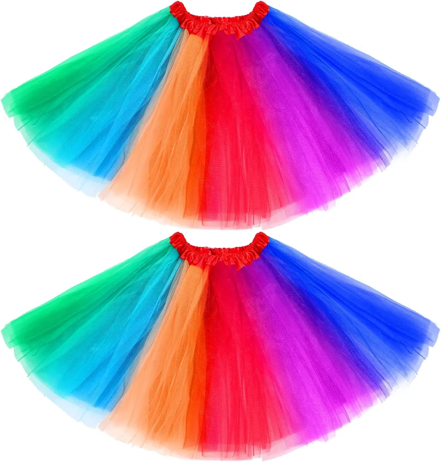 2 Pack Tutu Skirt for Women Adult Rainbow Tulle Skirt 3 Layer Fluffy Tutu for Rave Party Halloween 80s CostumeGift.