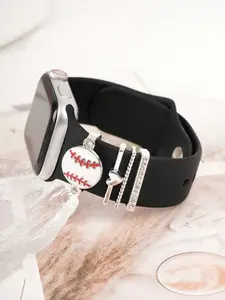 4 Piece Set Baseball Watch Band Decorative Diamond Embellished for Apple Watch Strap, Smart Watch Straps, Suitable for Boys and Girls Sports Style