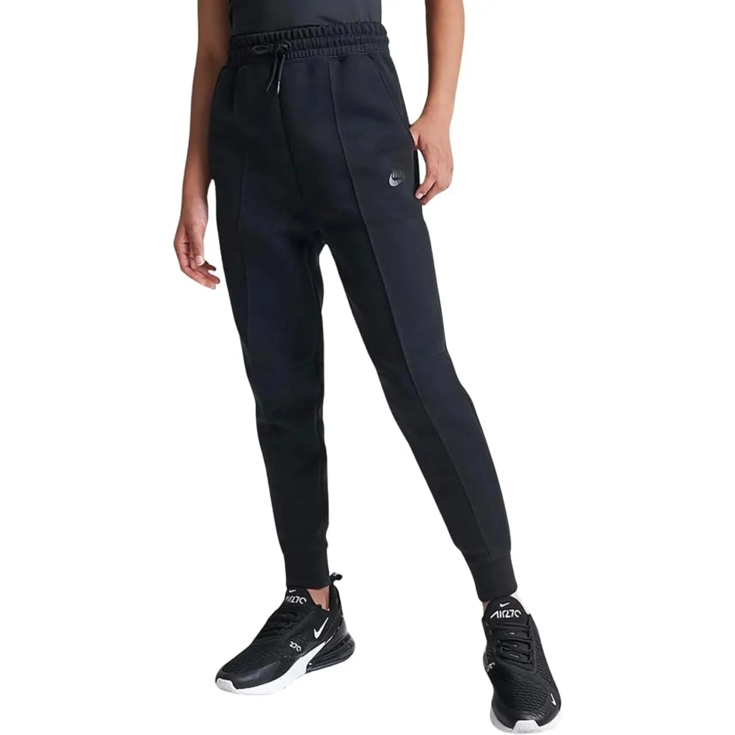 Nike Sportswear Tech Fleece Joggers for Kids, Large, Black, Drawstring Waist, Jogger Cut, Frog684 Model Kids Wear