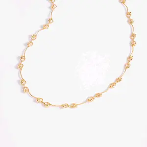 Nice & Bella 4 Layers 18k Gold-Plated Choker with Sphere Details Wavy Design Polished Finish Versatile Modern Style Lightweight Necklace