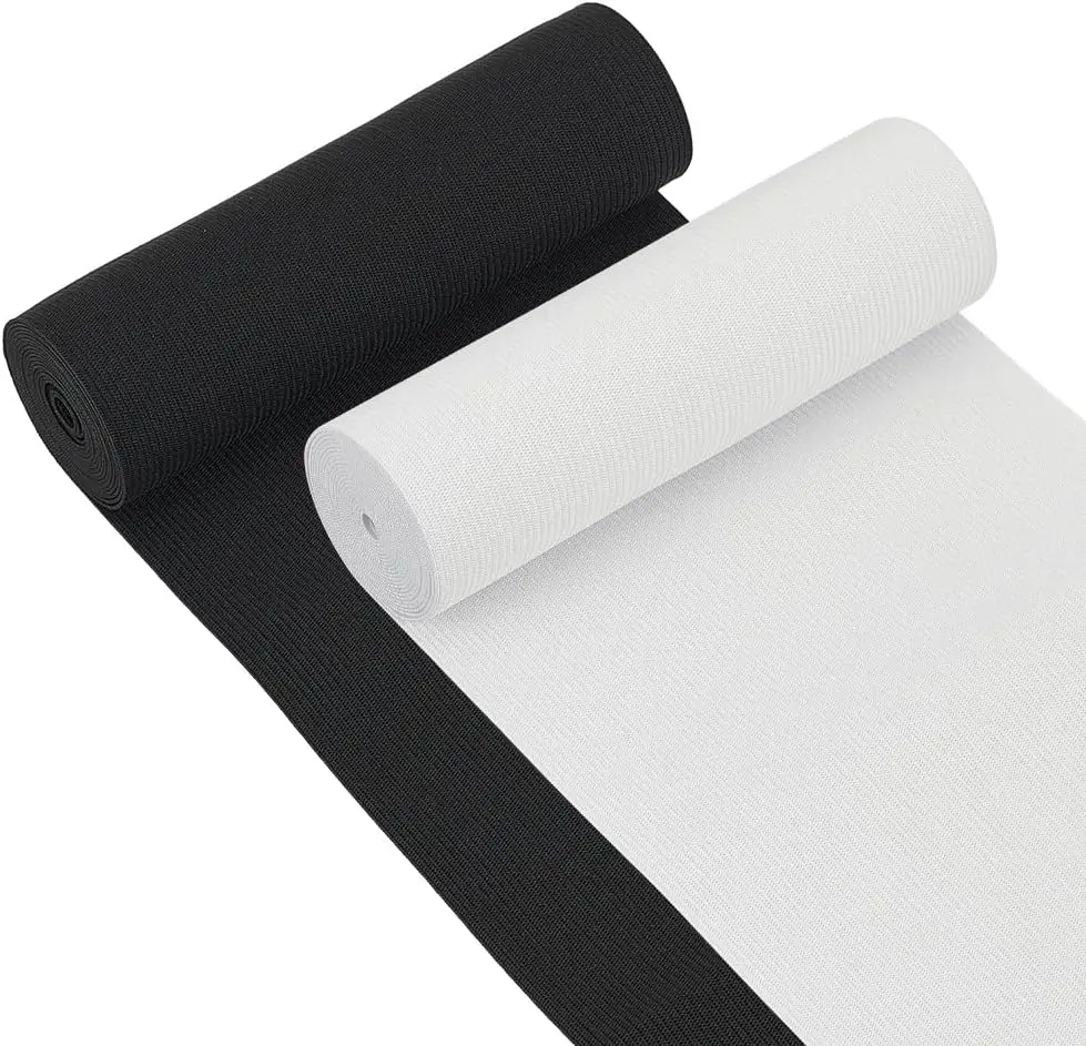 6-Inch Wide Black and White Elasti Band, 4-Yard Flat Stretch Elastic Band Heavy Stretch Knit for DIY Sewing Project Waist Band Making