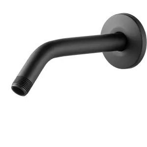 Shower Arm with Flange, 6 in Wall Mount Replacement Angle Shower Head Arm Wall-Mounted For Fixed Shower Head & Handheld Showerhead, Matte Black