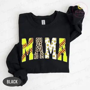 Softball Mama Sweatshirt, Leopard Softball Mom Shirt, Retro Softball Game Day Tee, Mothers Day Gifts, Softball Season Long Sleeve