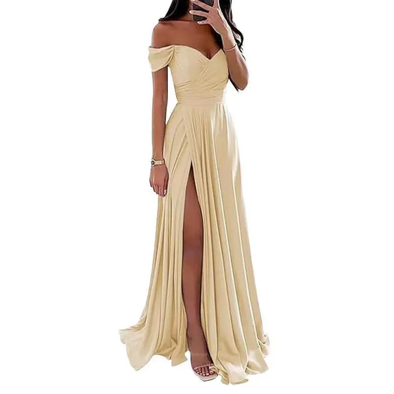 flutter sleeve crepe satin ruffle bridesmaid dress Off-Shoulder Embroidered Satin Ball Gown with Corset Bodice – Mocha Gold &  Burgundy