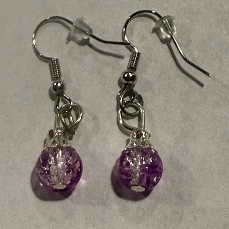 Purple Beaded Drop Earrings for Women, Fashion Jewelry for Party-Wedding Occasions