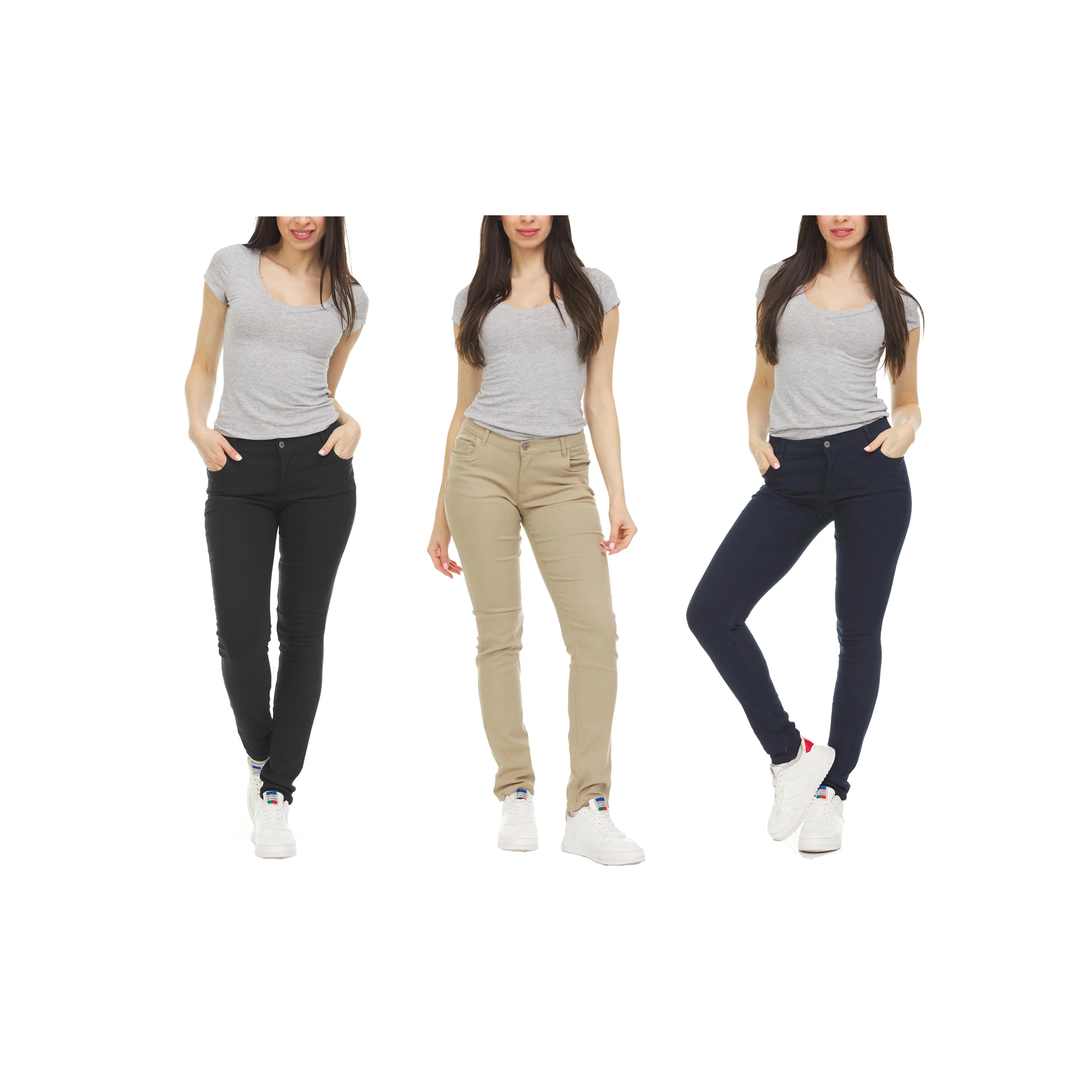 3-Pack Women's Super Stretchy Skinny 5-Pocket Uniform Soft Chino Pants Bottoms Womenswear 3-Pack Women's Super Stretchy Skinny 5-Pocket Uniform Soft Chino Pants Bottoms Womenswear