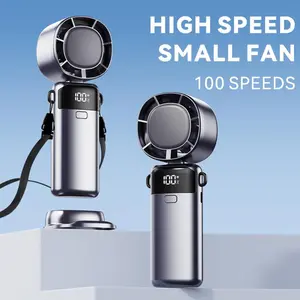 Portable Handheld Fan, 1 Box USB Rechargeable Mini Foldable Fan with 5 Speeds & Power Display, Suitable for Indoor & Outdoor Travel Camping