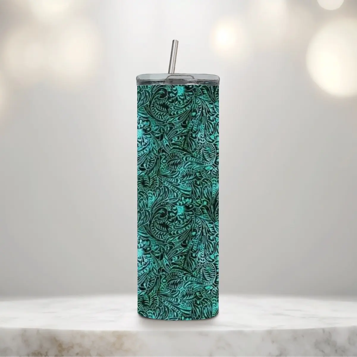 Blue cowhide 20 Oz tumbler ; can add name or initials for an extra 5$ Cow Hide Cow Hide Cow Hide Metal Cow Hide Cow Hide