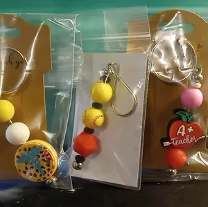 Beaded Key Chains - Assorted Colors with Metal Clip - Ideal for School Supplies and Personal Use