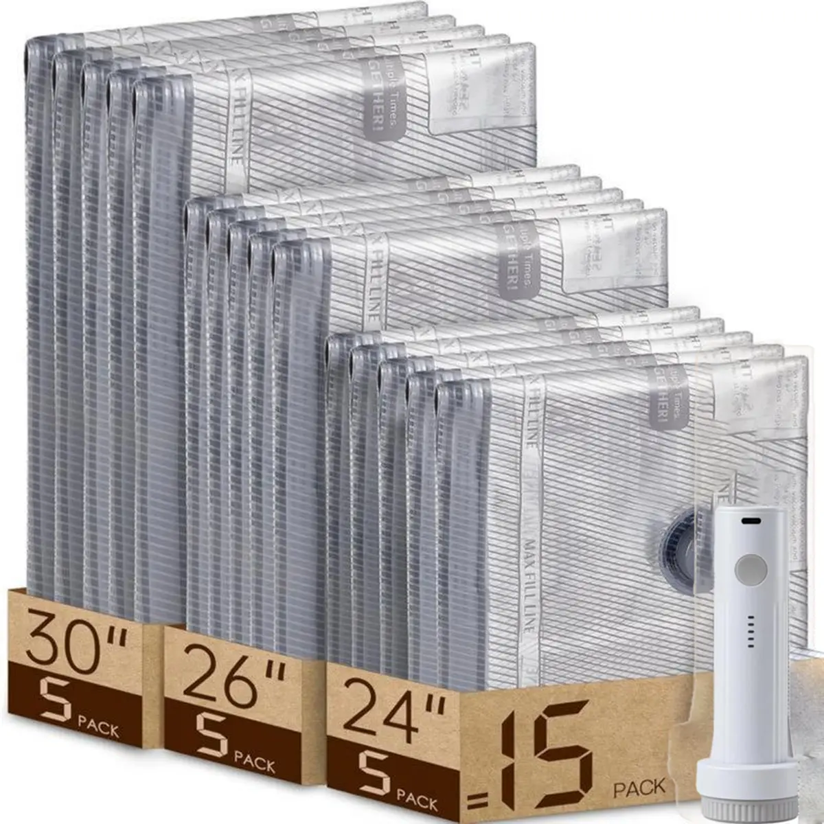 Vacuum Storage Bags 15-Piece Set - Moisture & Dust-Resistant for Travel - Save 80% Space - Rechargeable Air Pump - Perfect for Halloween Costumes & Camping - Organiser #bags #vacuumseal #vacuumsealer #bagmusthaves