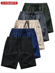 Men's Solid Color Breathable Mesh Gym Shorts, Casual Comfy Quick Drying Shorts for Beach Vacation, Men's Bottoms for All Seasons