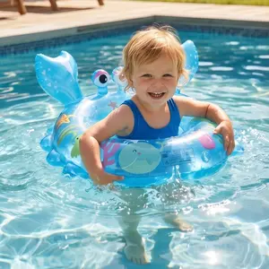 Cute Crab Shape Swimming Ring, Choose Two Colors, Fun Floating Toy for Kids, Essential Summer Water Play Gear, Safe & Durable Design