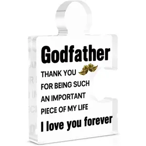 Godfather Gift, Godfather Father's Day Gifts from Goddaughter Godson Godchild, Gifts for Godfather Birthday Christmas Fathers Day Acrylic Puzzle Piece Plaque Desk Decorations for Home Decor