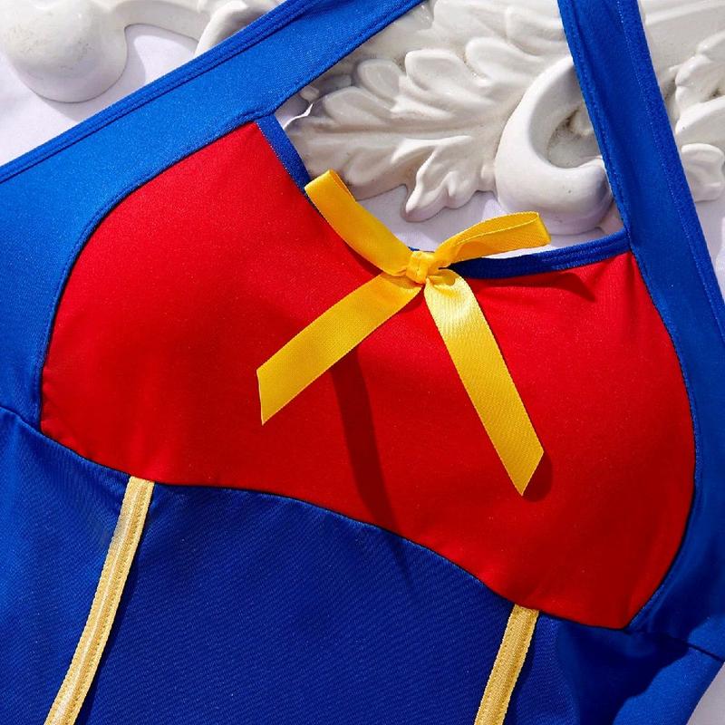 Snow White Fantasy Costume Color Block Bow Front Costume Dress without Stockings for Women - Accessories, Womenswear snow white costume Halloween