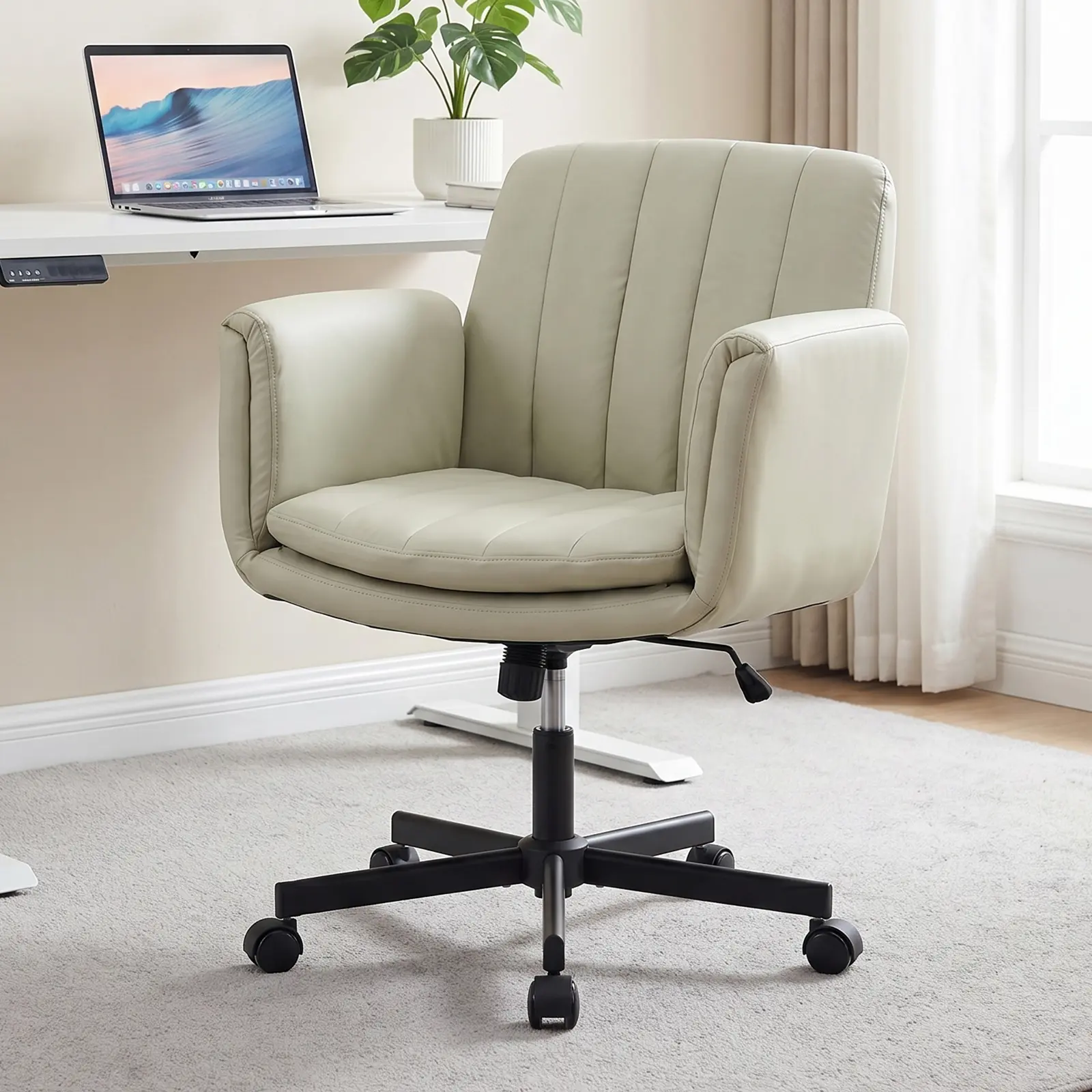 Criss Cross Ergonomic Home Office Chair - 360 Rotation, Adjustable Height, Wide Seat for Comfortable Cross-Legged Work (Indoor Living Room Armchair Furniture)