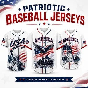 USA 250th Anniversary Baseball Jersey, Unisex 1776–2026 Patriotic Button Down Shirt, Statue of Liberty Eagle Flag 4th of July Top, patriotic outfit, july 4th outfit,unisex baseball jersey, men women jersey, lightweight polyester jersey Soft Casual