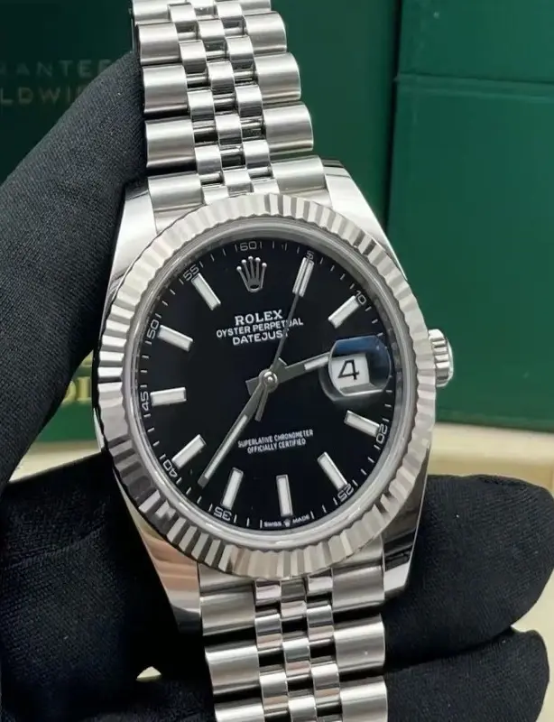 ‮ XELOR  ‬Datejust 41mm Fluted Bezel Jubilee Bracelet Black Index Dial Oyster Perpetual Automatic Men Wrist Watch