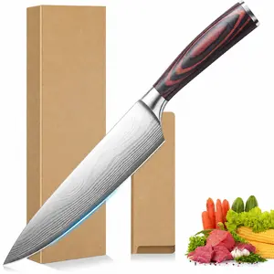 Chef Knife, 8 Inch High Carbon Stainless Steel Sharp Kitchen Knife with Ergonomic Handle, Gift Box for Family & Restaurant Blade Meat Wood