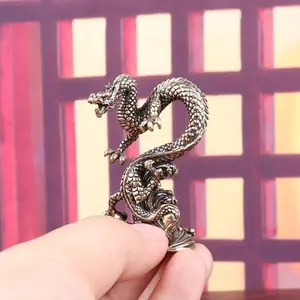 Brass Dragon Zodiac Figurine, Decorative Yard Office Desk Decor, Collectible Handmade Craft, Home Decoration, Desktop Ornament, Desktop Statue, Living Room Bedroom Display