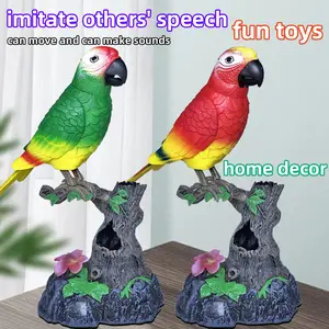 Talking Moving Parrot Toy, Animated Myna Bird Desktop Decor, Fun Toy for Kids & Elderly
