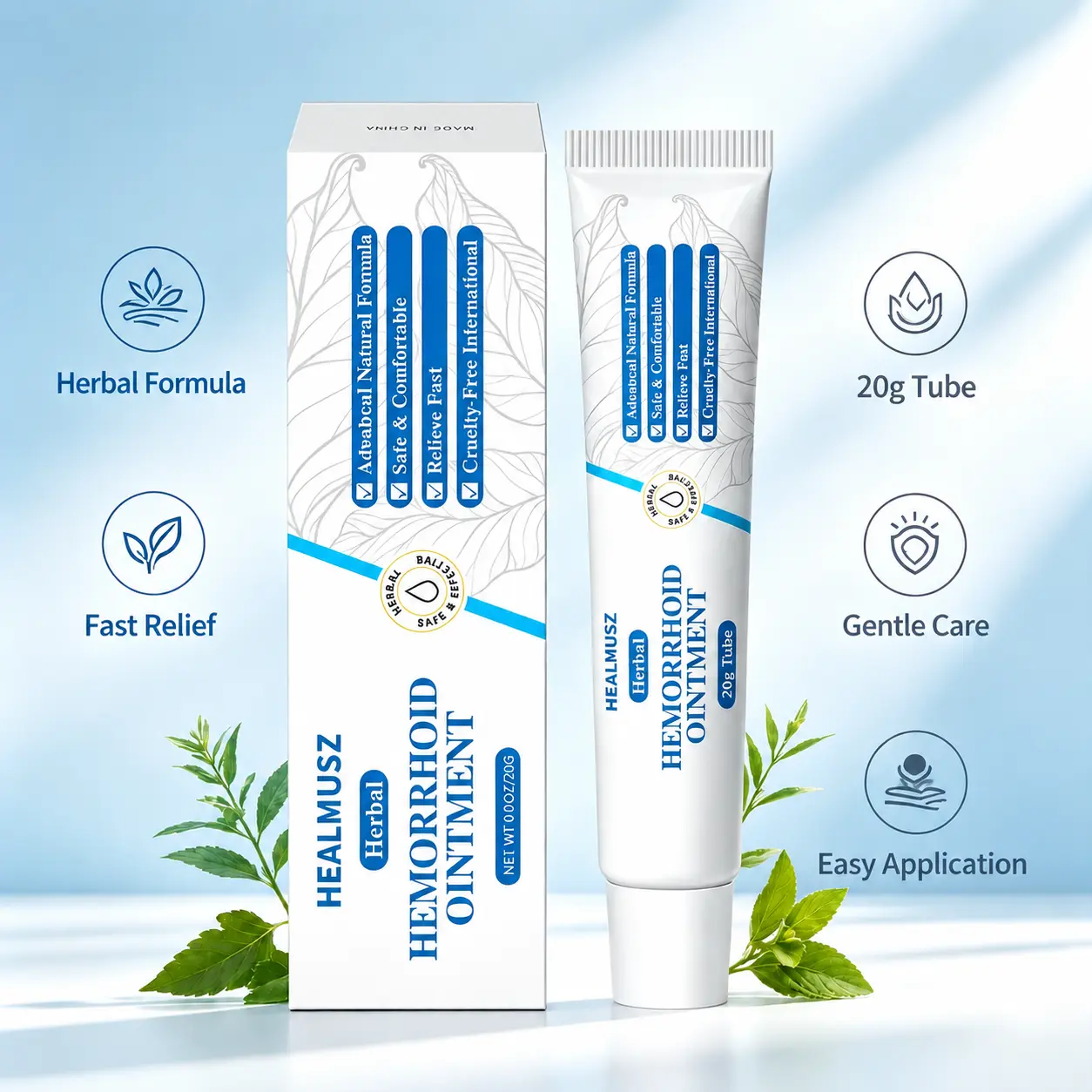 Herbal Hemorrhoid Cream, Moisturizing,20g Tube, Targeted Relief, Local Care,Natural Formula