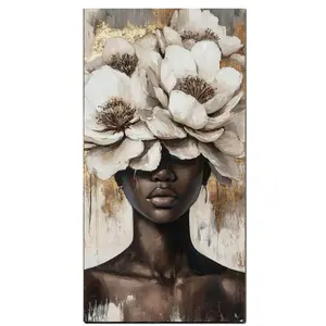 Woman Floral Art Abstract Portrait 5D DIY Diamond Painting Kit, Diamond Pattern Design, Wall Art Painting, Large Size Diamond Art for Adults, Beginner Friendly