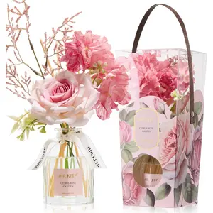 Airkeep Flower Reed Diffuser Set, Citrus Rose Garden Diffuser Gift Set,4.06 fl oz Essential Oil Sticks Diffusers for Bathroom Air Freshener, Aromatherapy H