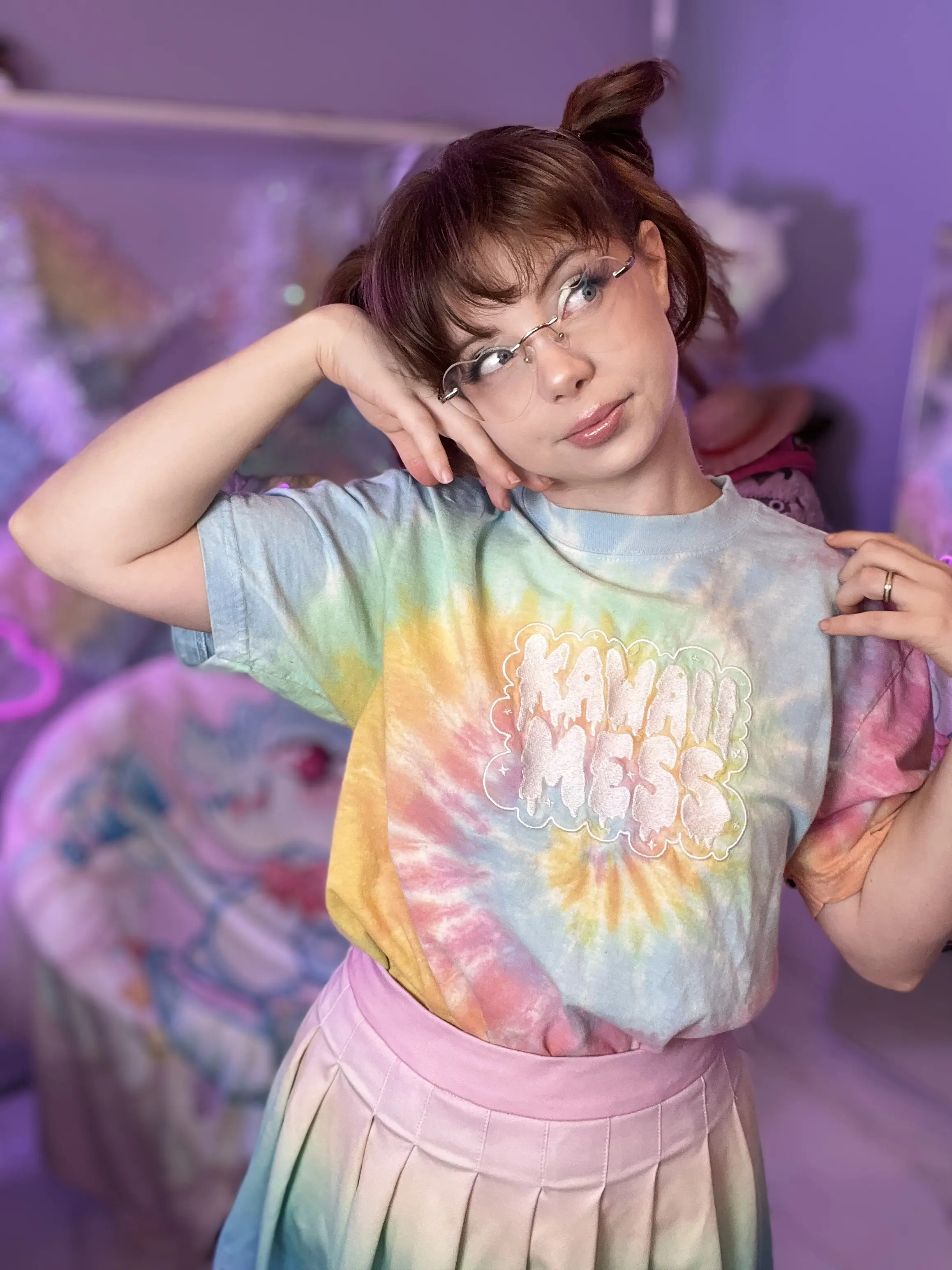 EMBROIDERED Kawaii Mess Oversized tie-dye