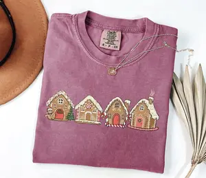 Comfort Colors Cute Gingerbread Christmas Houses Cookies Shirt, Festive Holiday T-shirt, Winter Outfit