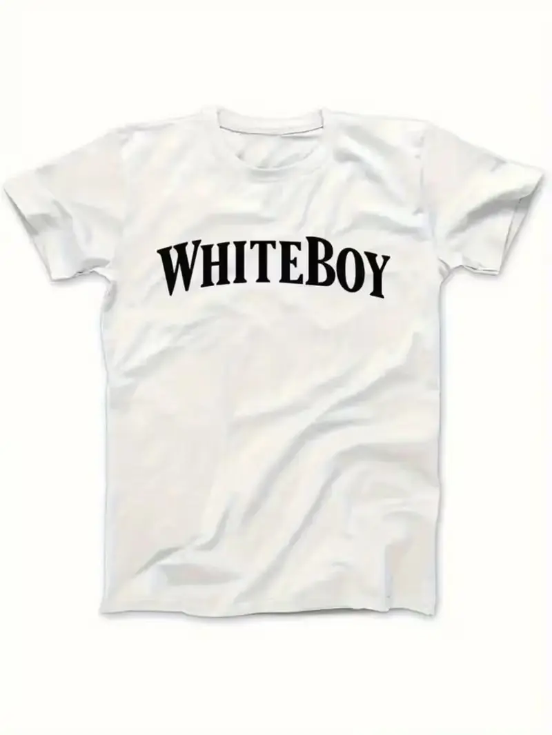 WHITEBOY Bold Graphic T-Shirt Men's Casual Crew Neck Tee