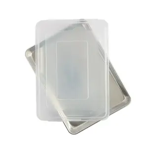 Naturals 2 Piece Aluminum High Sided Half Sheet Pan with Lid, 13” x 18” , Silver diamond texture Plastic Steel Stainless Steel Cake Oven