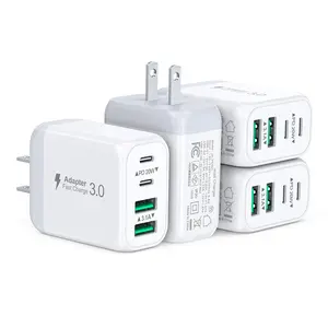 4-in-1 Fast Charger Block 50W 4-Port USB C USB A Charger Fast Charging Blocks Cube Brick, Type C Charging Brick Cube Plug for iPhone 17 16 15 14 13 12 Pro Max SE XS XR Galaxy Tablet Adapter Cellphone Electronic portable charger