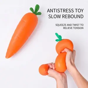 Toymendous Squihsy Carrot - 5.7 Inch Stress Relief Toy for Kids Teens & Adults - Non Toxic Materail - Squeeze Stretch Twist - Ideal for Sensory Paly & On-the-Go Fun