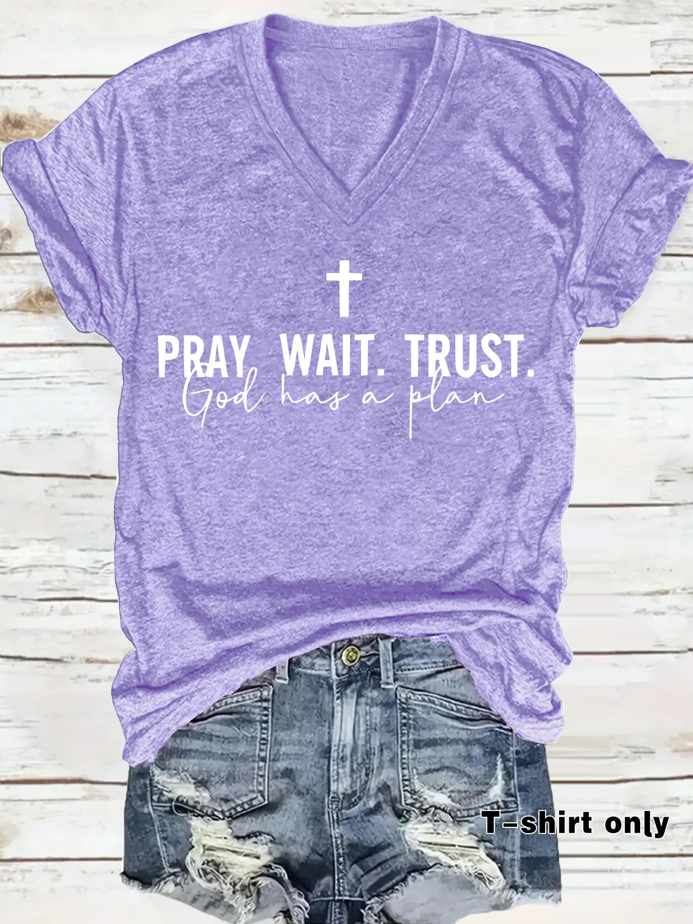 V Neck Christian Faith T-Shirt Top for Women, Summer Casual Loose Fit Tee with Print, Comfortable, Lightweight and Breathable S-Xxl Lady