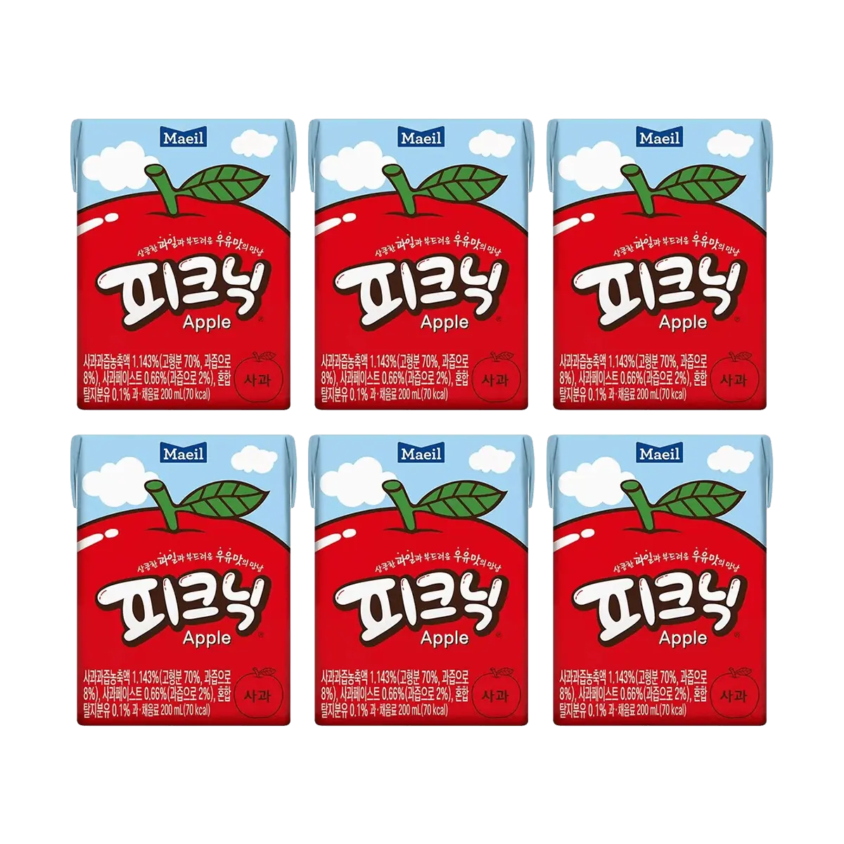 Maeil Apple Juice Drink 200ml x 6 Boxes - BLACKPINK Rosé's Favorite Korean Beverage, Viral on Xiaohongshu
