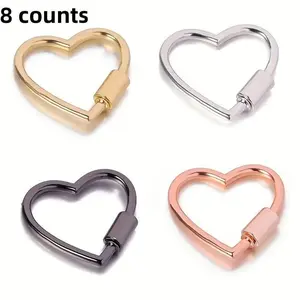 Heart Shaped Climbing Buckle Clip, 8 Counts Multi-functional Climbing Buckle Clip, Climbing Buckle Hook for Outdoor Camping Hiking Fishing Trip Dog Rope Buckles, Hook Carabiner, Hook Keeper