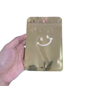 25 Pcs Resealable Packaging Bags with Smile Face for Small Business Use，10 x 15cm （3.94” x 5.91” inch each），Yellow color