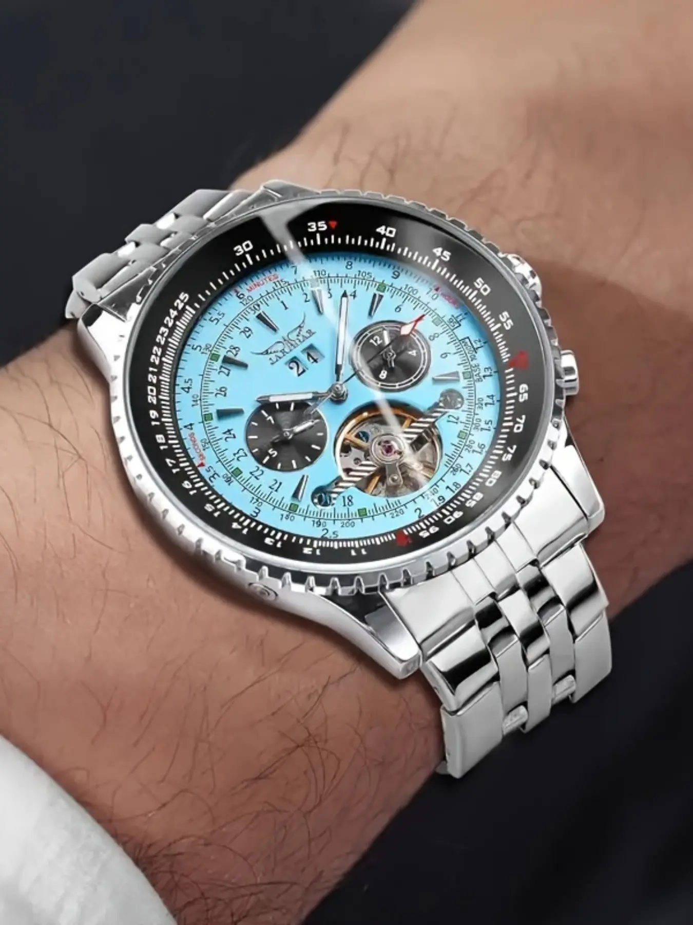 High-Quality Men's Mechanical Watch with Military Style and Large Dial, Automatic Stainless Steel Watch for Business & Casual Wear, Elegant Gift in Stylish Box, Classic Analog Watch, Mechanical Wristwatches, Automatic Wristwatch, Automatic Watches